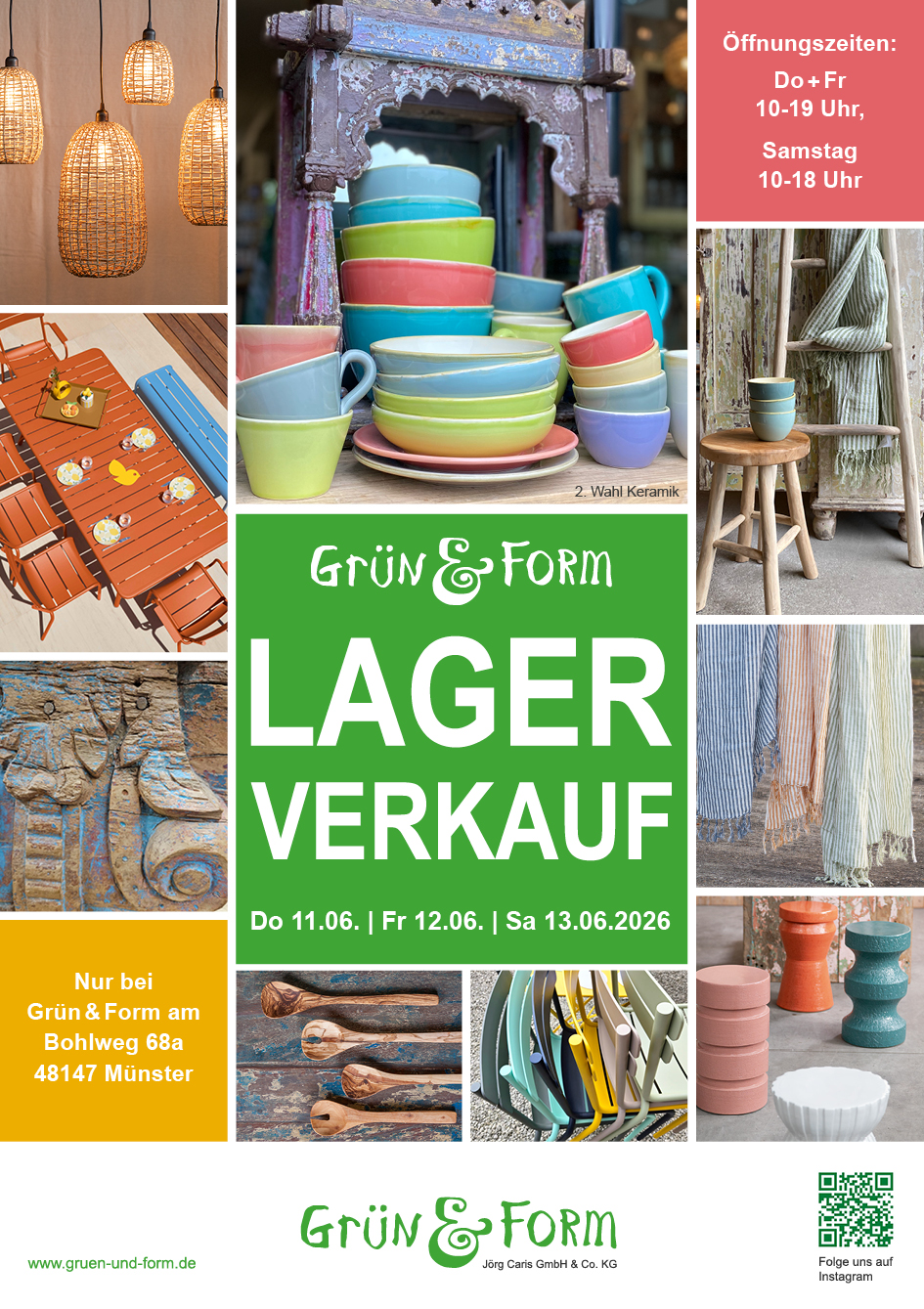 Lagerverkauf vom 11.06., 12.06. und 13.06. am Bohlweg in Münster